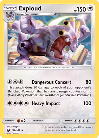 Exploud 119/168 Pokemon card