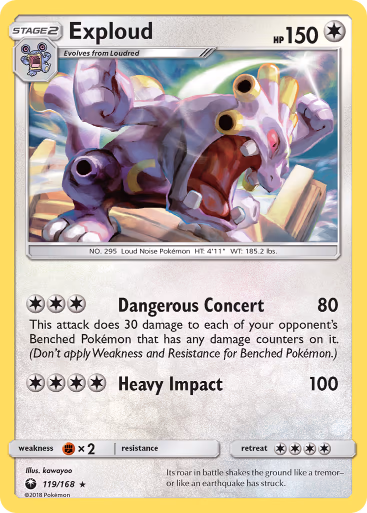 Exploud 119/168 Pokemon card