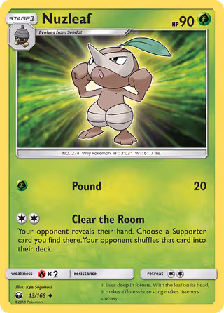 Nuzleaf 13/168 Pokemon card