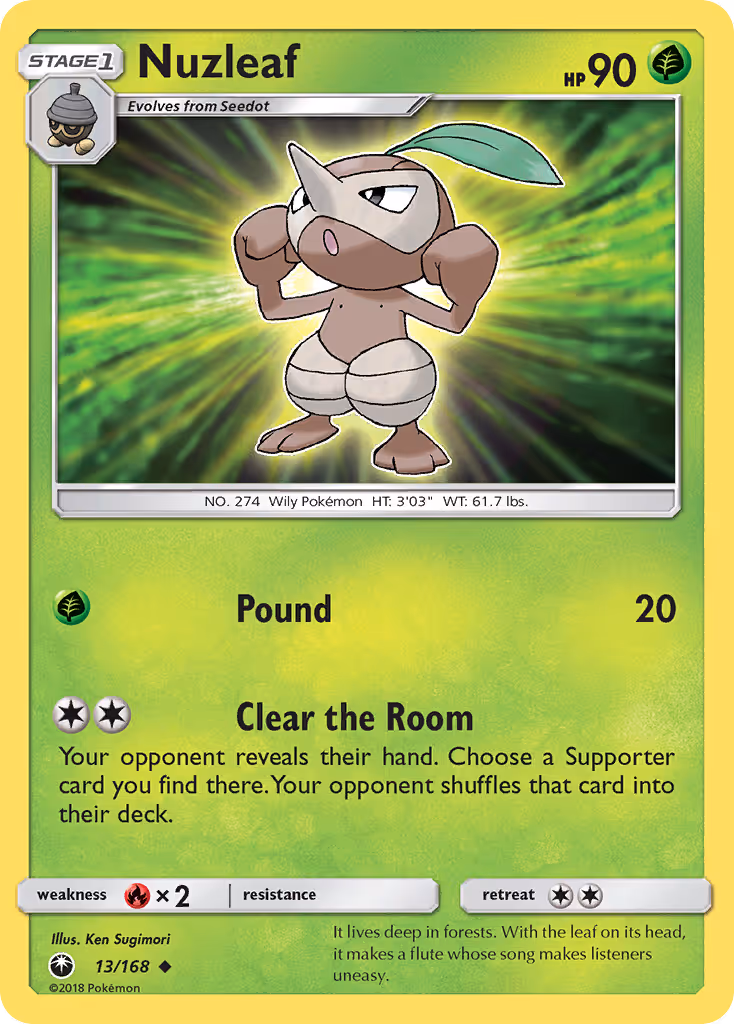 Nuzleaf 13/168 Pokemon card