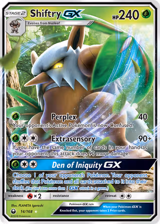 Shiftry GX 14/168 Pokemon card
