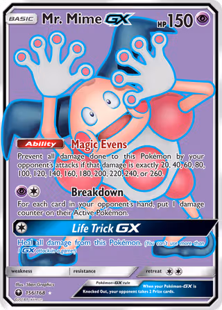 Mr. Mime GX 156/168 Pokemon card