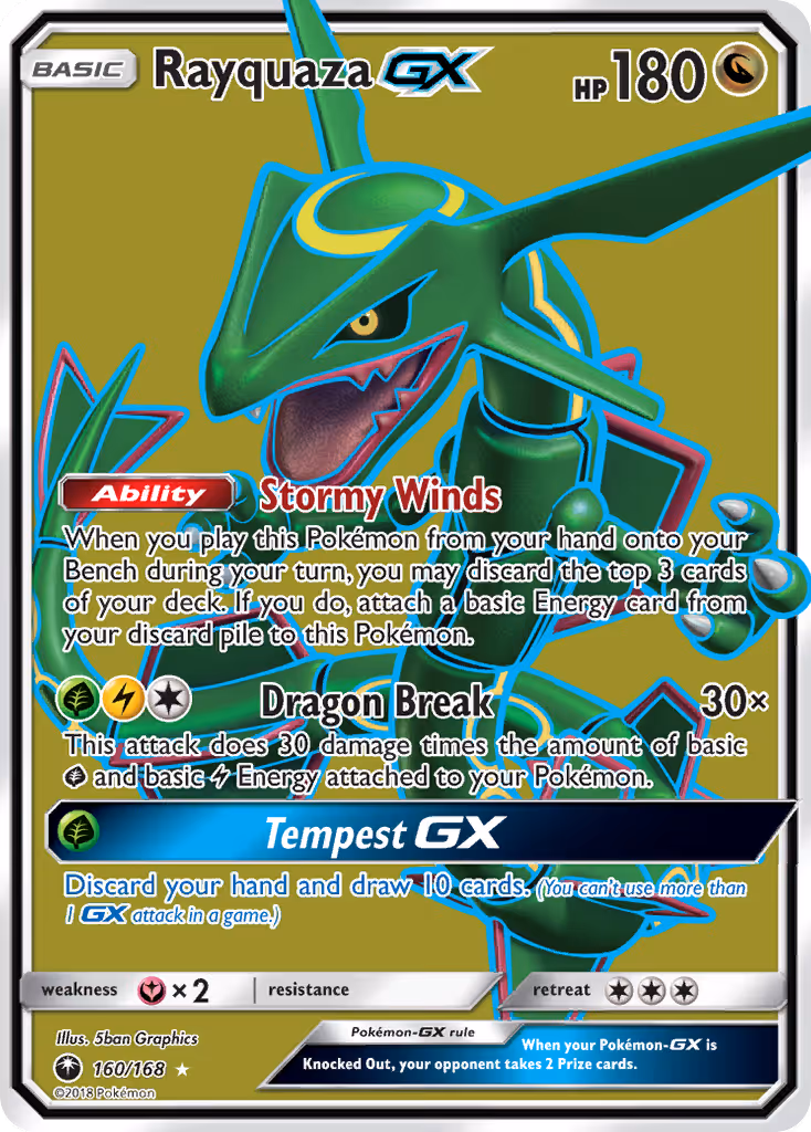 Rayquaza GX 160/168 Pokemon card