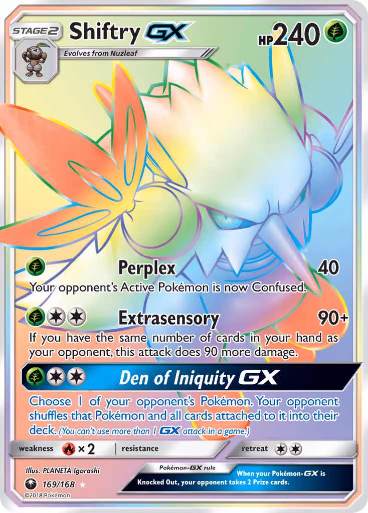 Shiftry GX 169/168 Pokemon card
