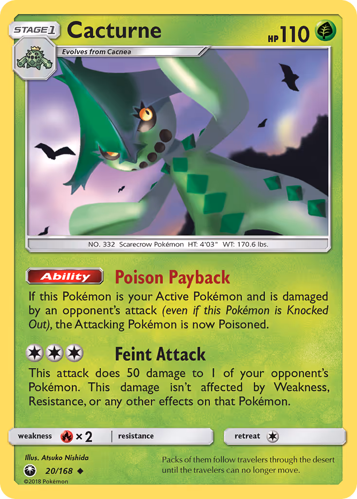Cacturne 20/168 Pokemon card