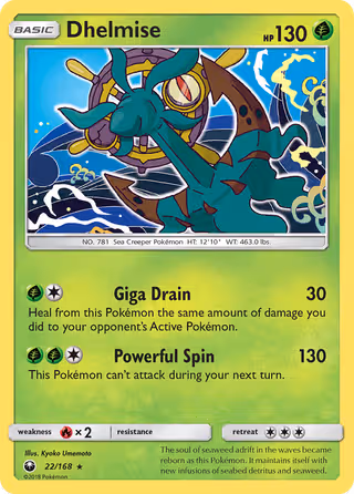 Dhelmise 22/168 Pokemon card