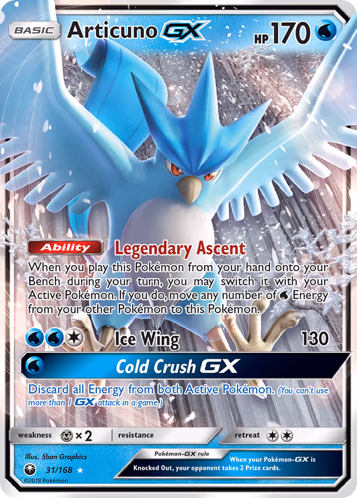 Articuno GX 31/168 Pokemon card