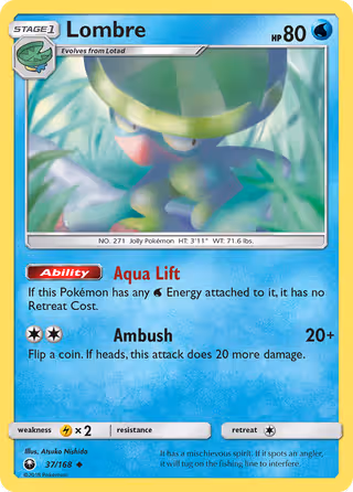 Lombre 37/168 Pokemon card