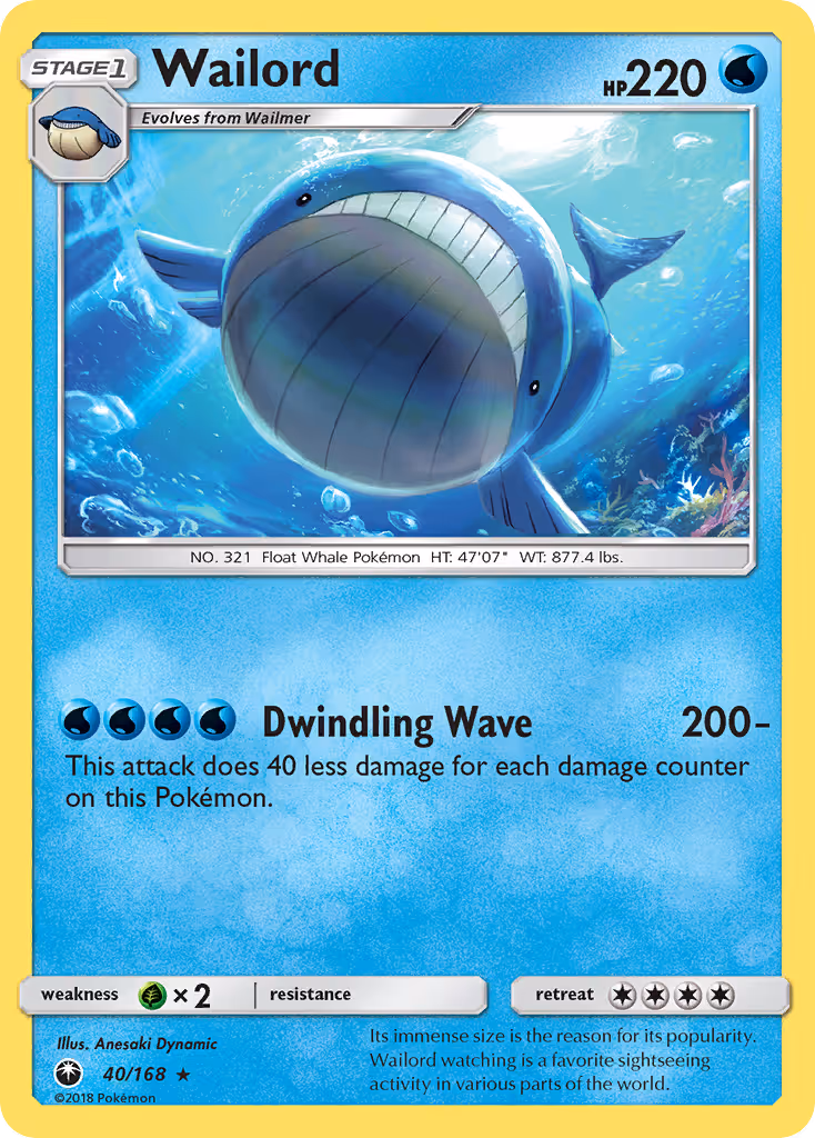 Wailord 40/168 Pokemon card
