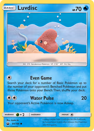Luvdisc 44/168 Pokemon card