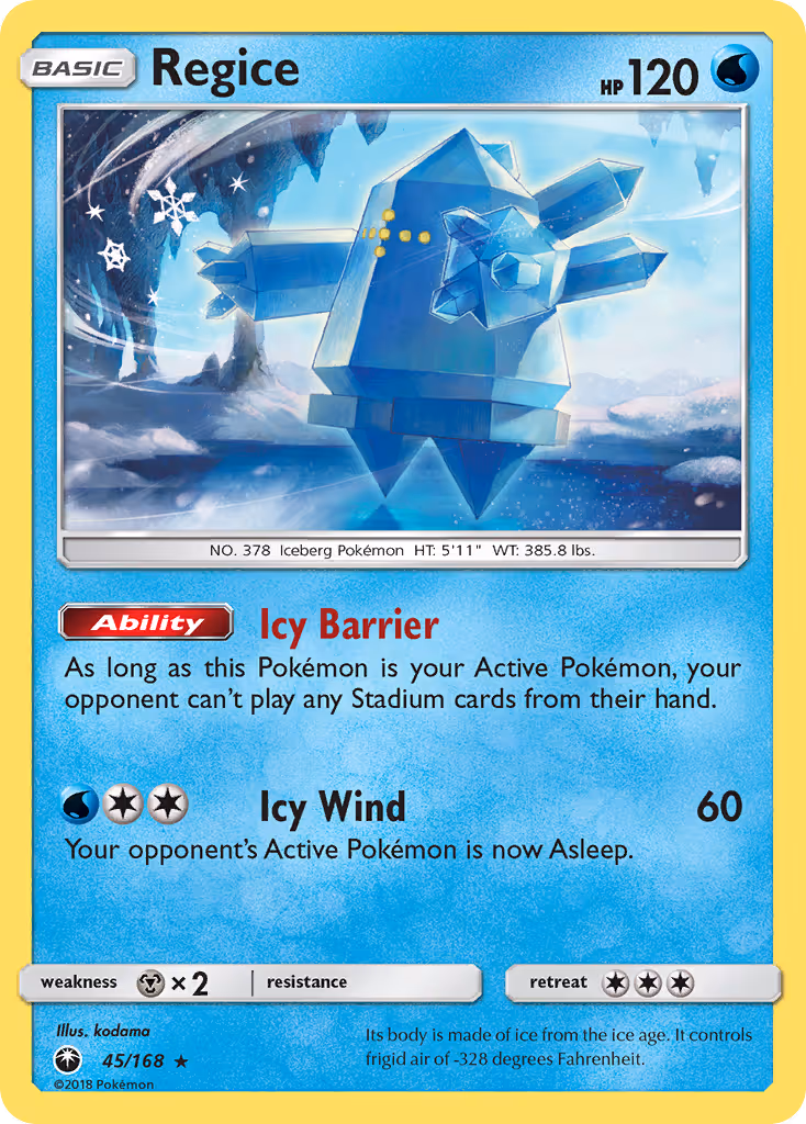 Regice 45/168 Pokemon card