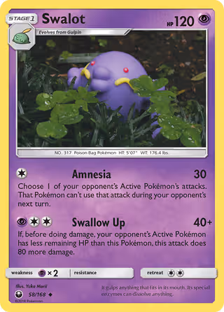 Swalot 58/168 Pokemon card