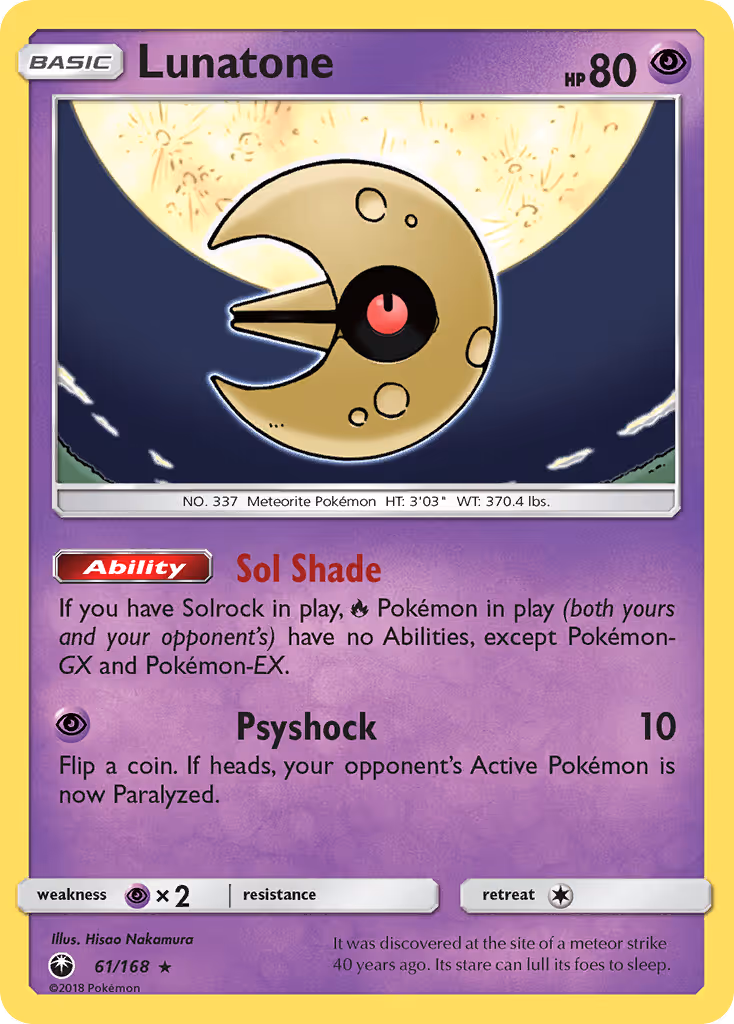 Lunatone 61/168 Pokemon card