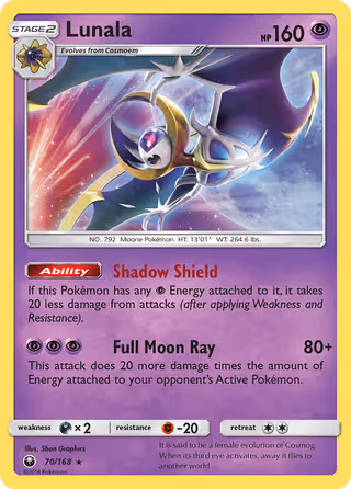 Lunala 70/168 Pokemon card
