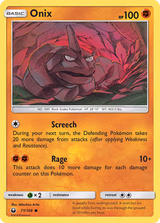Onix 71/168 Pokemon card