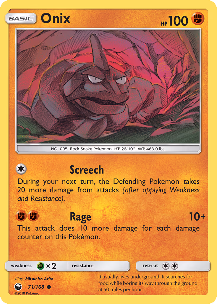 Onix 71/168 Pokemon card