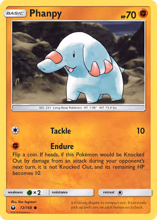 Phanpy 72/168 Pokemon card