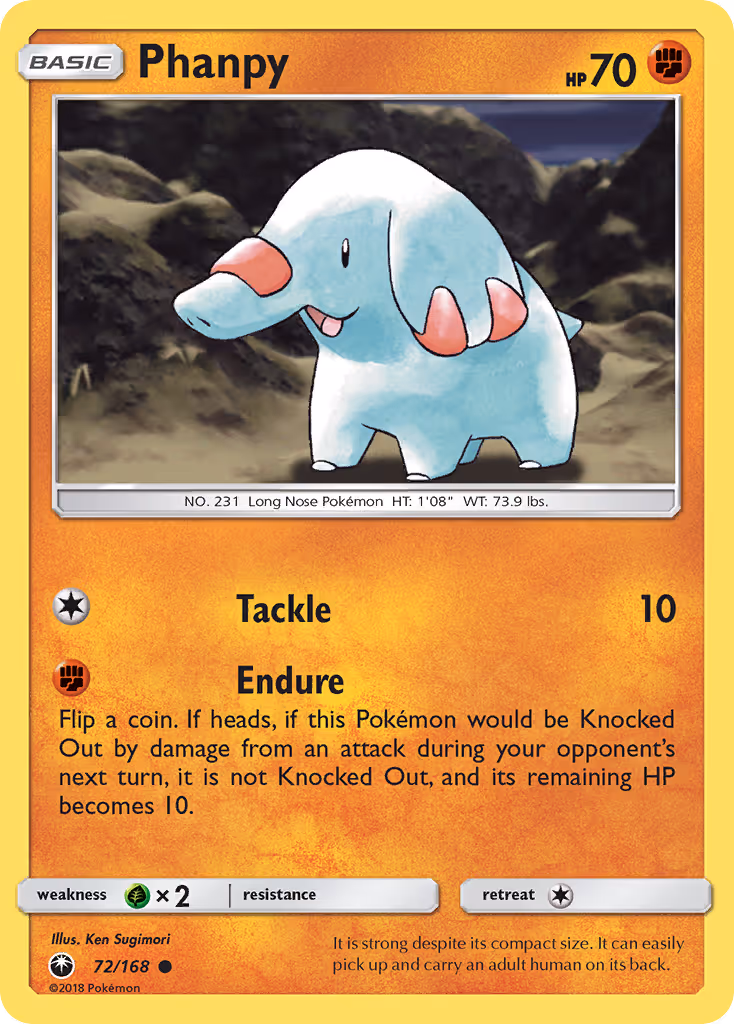Phanpy 72/168 Pokemon card