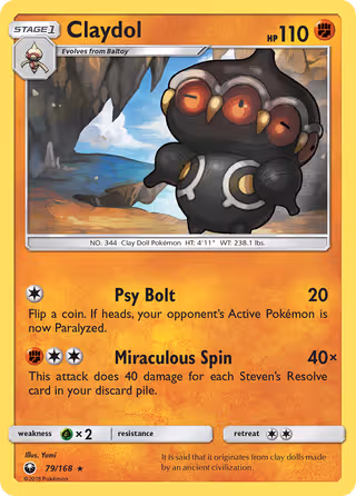 Claydol 79/168 Pokemon card