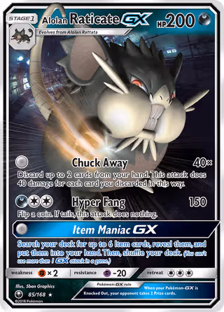 Alolan Raticate GX 85/168 Pokemon card