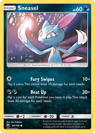 Sneasel 86/168 Pokemon card