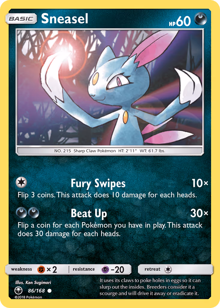Sneasel 86/168 Pokemon card