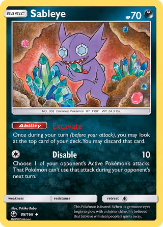 Sableye 88/168 Pokemon card