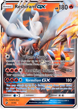 Reshiram GX 11/70 Pokemon card