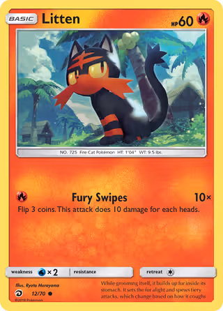 Litten 12/70 Pokemon card