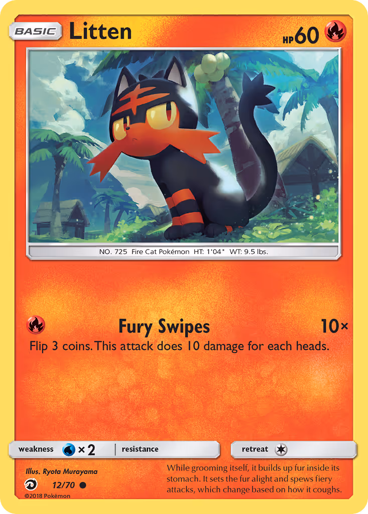 Litten 12/70 Pokemon card
