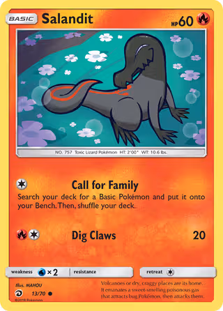 Salandit 13/70 Pokemon card