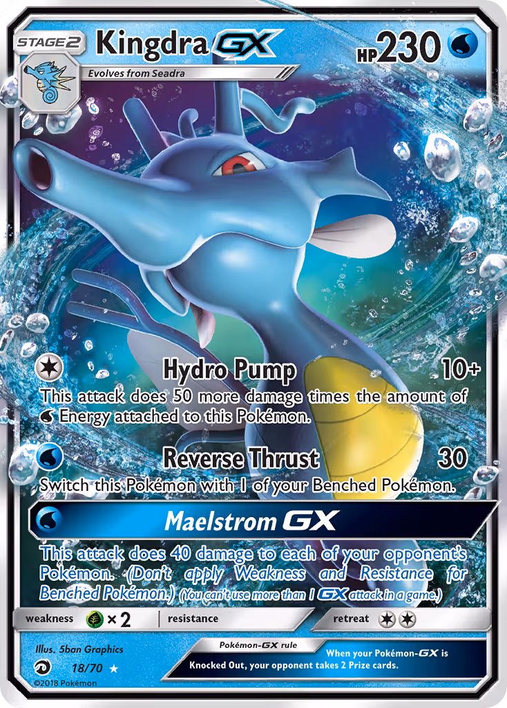 Kingdra GX 18/70 Pokemon card