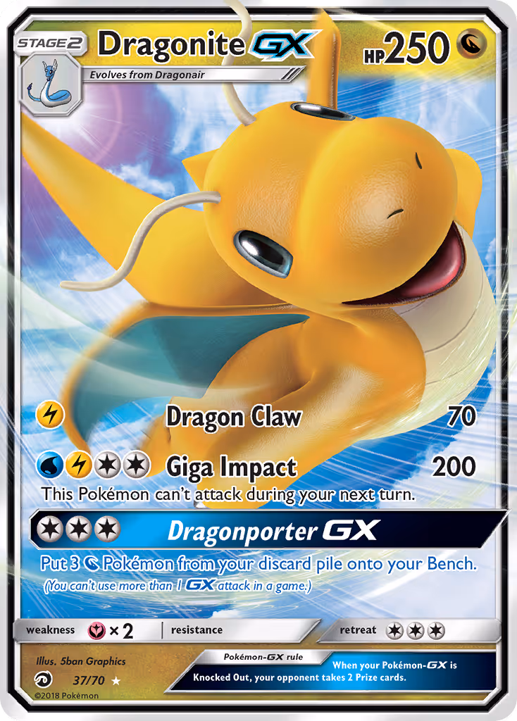 Dragonite GX 37/70 Pokemon card