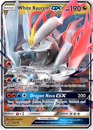 White Kyurem GX 48/70 Pokemon card