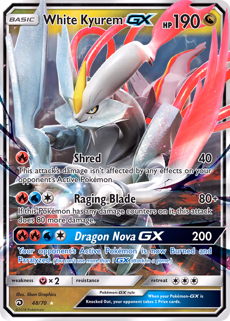 White Kyurem GX 48/70 Pokemon card