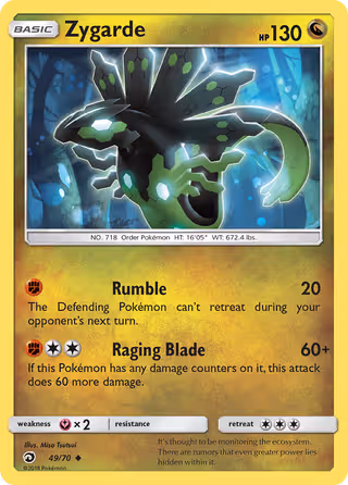 Zygarde 49/70 Pokemon card
