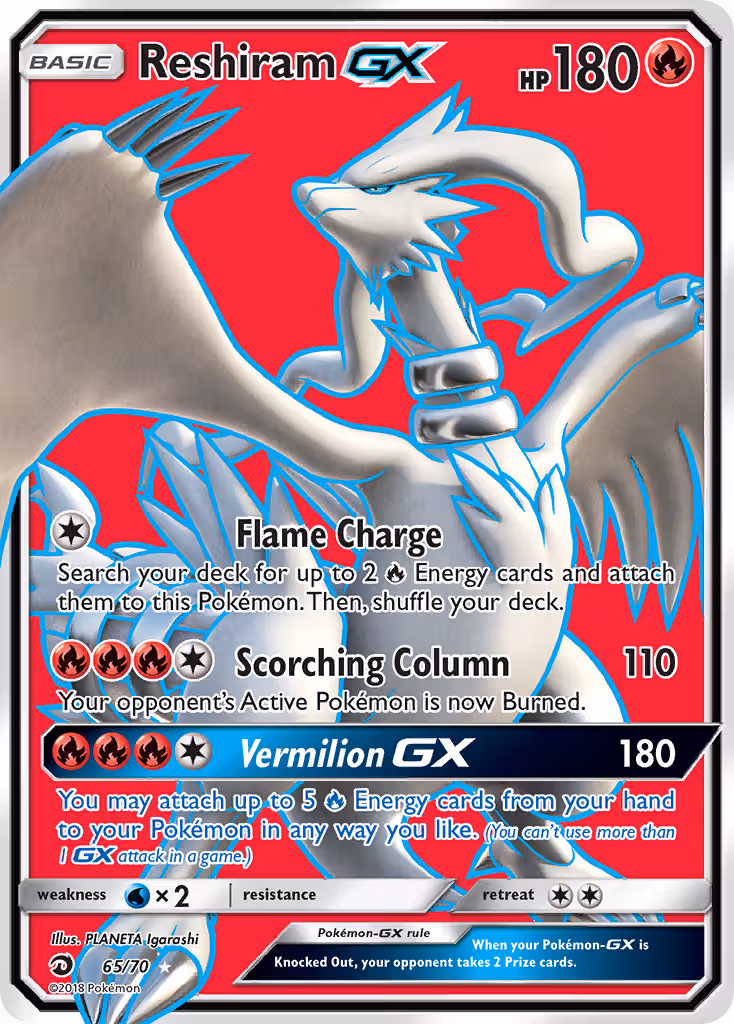 Reshiram GX 65/70 Pokemon card