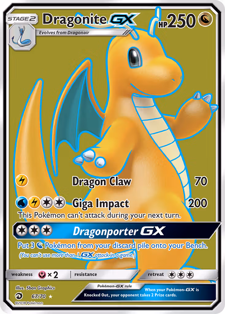 Dragonite GX 67/70 Pokemon card