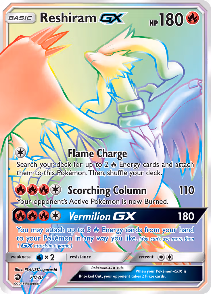 Reshiram GX 71/70 Pokemon card