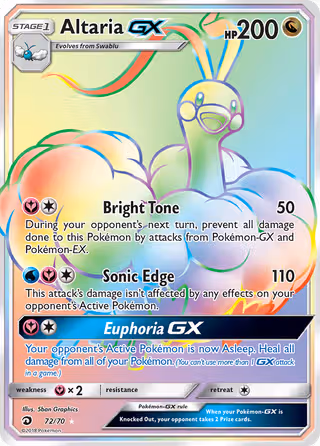 Altaria GX 72/70 Pokemon card