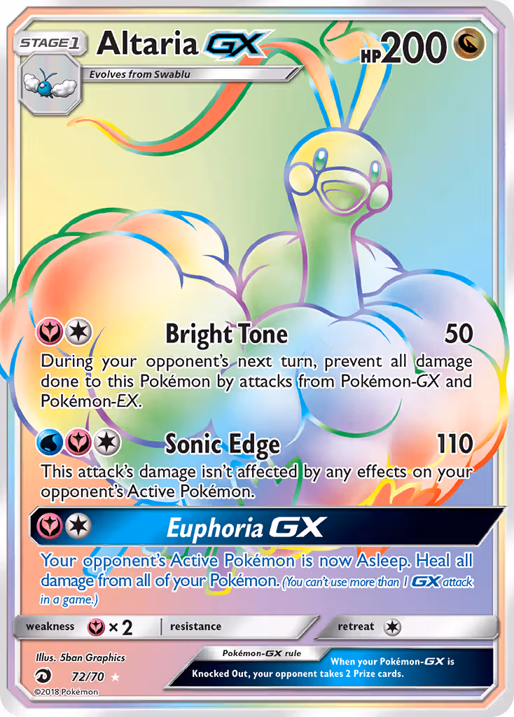 Altaria GX 72/70 Pokemon card