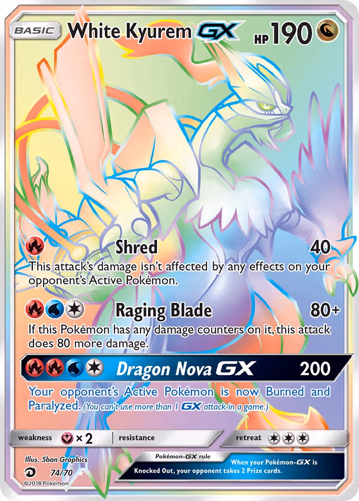 White Kyurem GX 74/70 Pokemon card