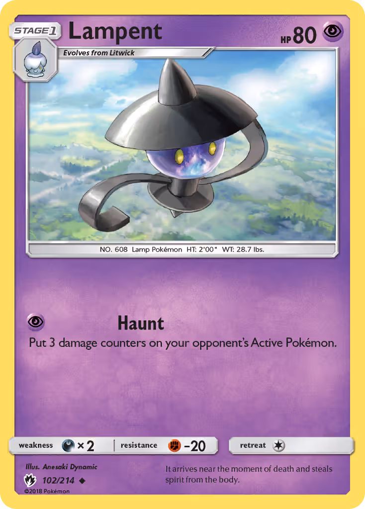 Lampent 102/214 Pokemon card