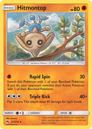 Hitmontop 113/214 Pokemon card