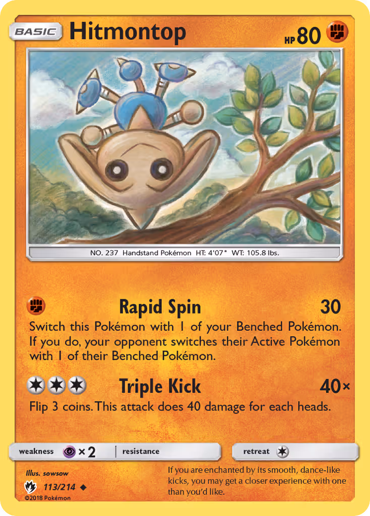 Hitmontop 113/214 Pokemon card