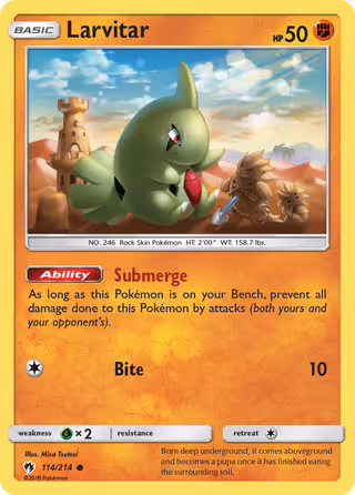 Larvitar 114/214 Pokemon card