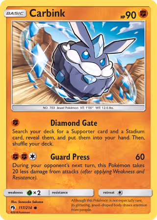 Carbink 117/214 Pokemon card