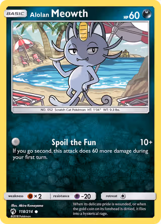 Alolan Meowth 118/214 Pokemon card