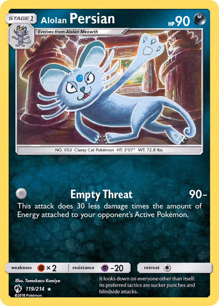 Alolan Persian 119/214 Pokemon card