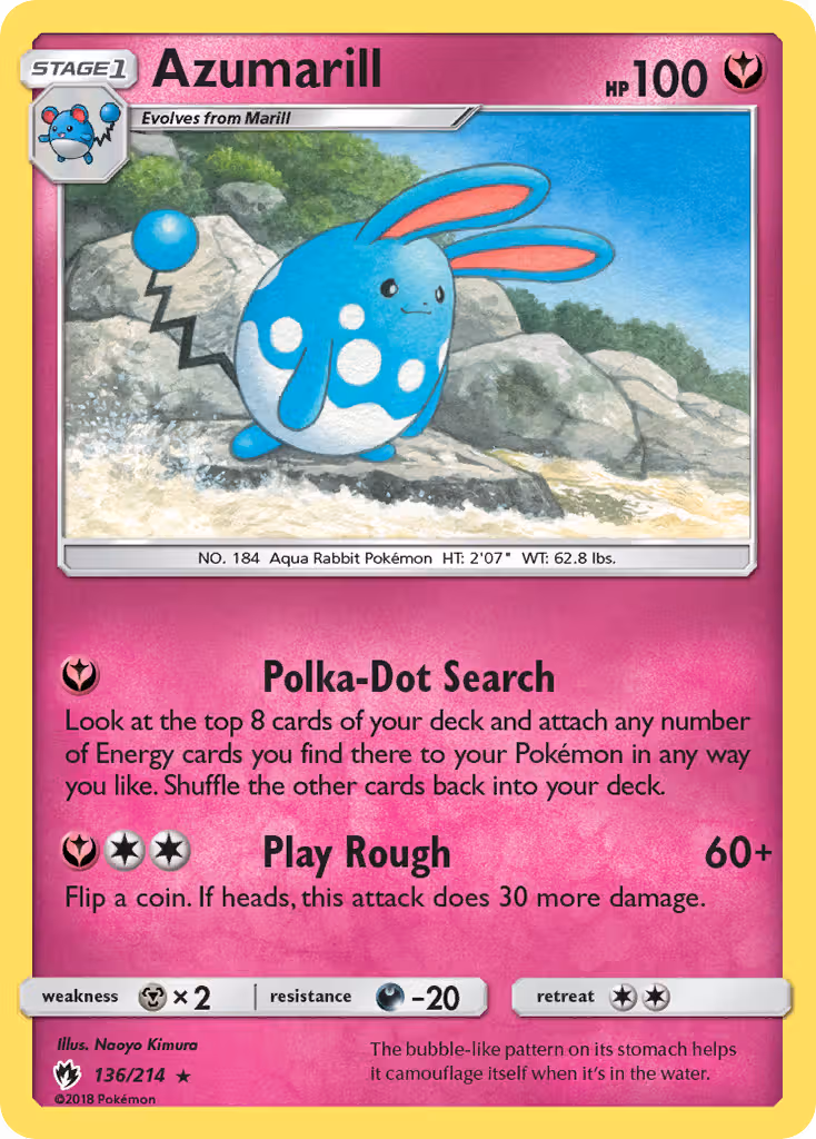 Azumarill 136/214 Pokemon card